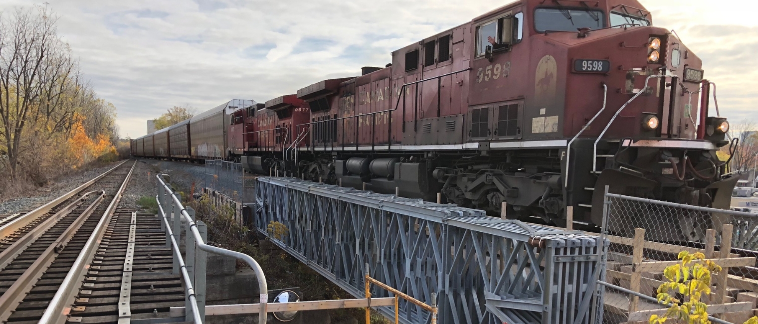 Temporary Acrow Bridge Keeps Canadian Pacific Railway Traffic Moving During Major Road Construction