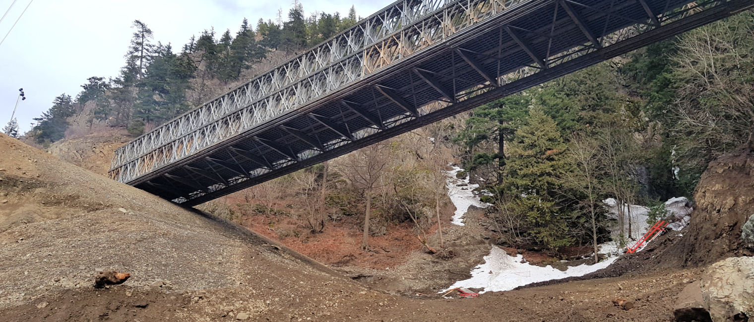 Modular steel structure installed to support infrastructure restoration efforts on Highway 1