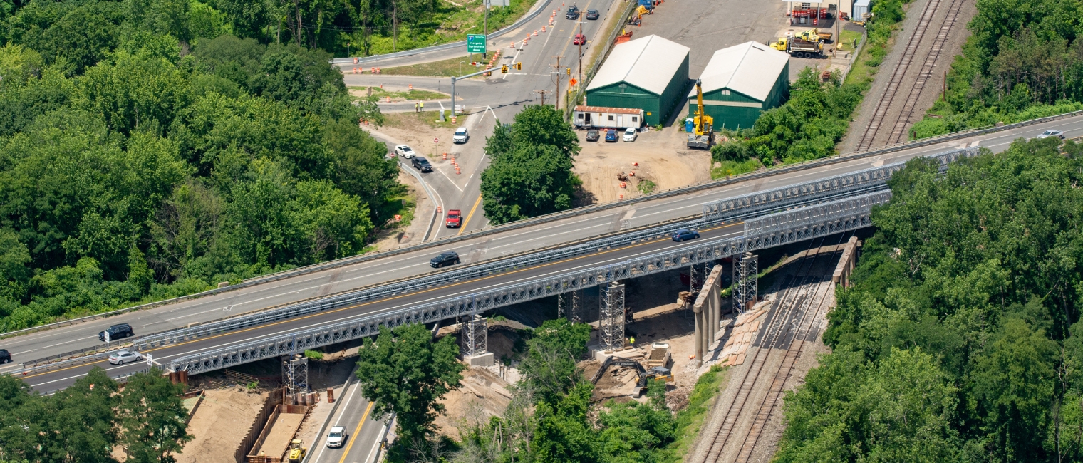 Two heavy-duty structures maintain heavy traffic during bridge replacement project